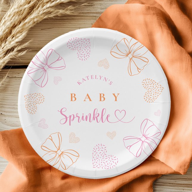 Prato De Papel Sprinkle Ribbon Baby Shower Paper Plates (Criador carregado)