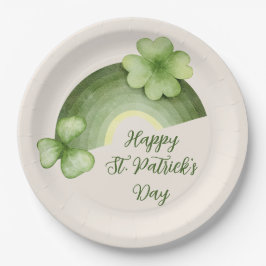 Prato De Papel St. Patrick’s Day – Watercolor Shamrock Rainbow