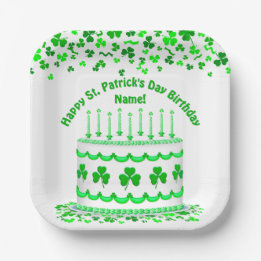 Prato De Papel St Patrick's Day Birthday Cake Custom Candles