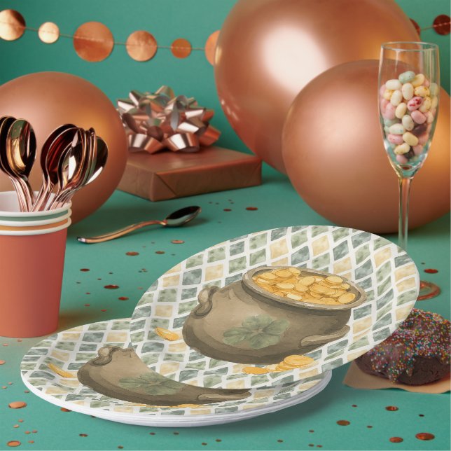 Prato De Papel  St Patrick's Day Rustic Pot of Gold (Múltiplo)