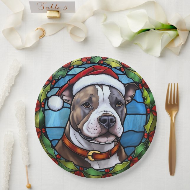Prato De Papel Staffordshire Bull Terrier Sied Glass (Casamento)