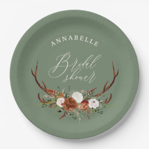 Prato De Papel Stag Rustic Sage green botanpap chá de panela pap