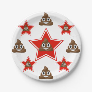 Prato De Papel Star um Emoji Poo