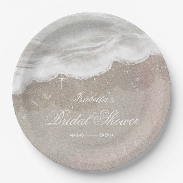 Prato De Papel Starfish e Shelly Tropical Beach Chá de panela (Frente)