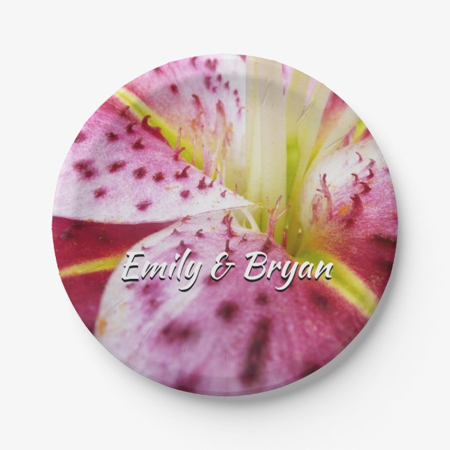Prato De Papel Stargazer Lily Bright Magenta Floral (Frente)