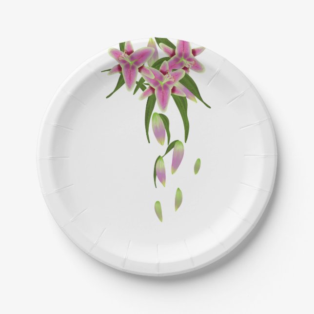 Prato De Papel Stargazer Lily Paper Party Plates (Frente)