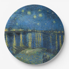 Prato De Papel Starry Night Over the River Rhone (por van Gogh)