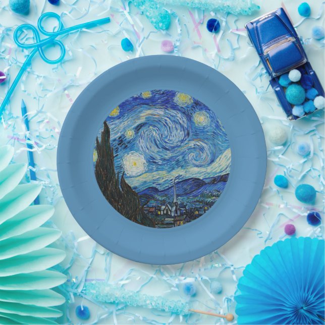 Prato De Papel Starry Night por van Gogh Paper Plates (Festa)