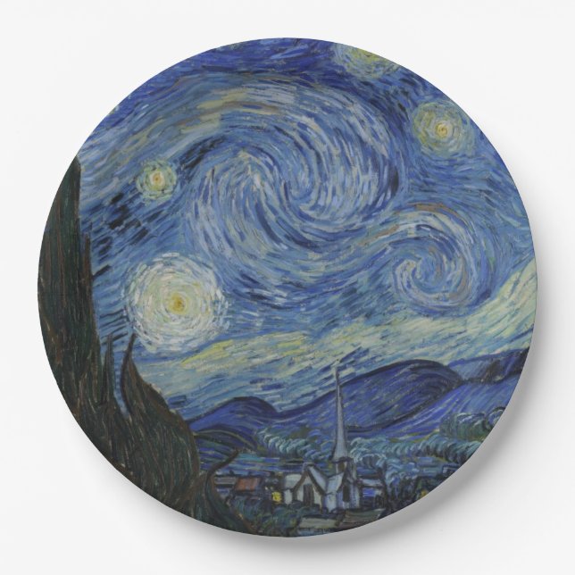 Prato De Papel Starry Night por Vincent Van Gogh (Frente)