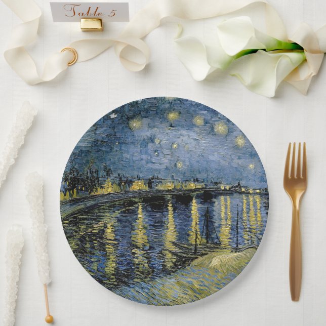 Prato De Papel Starry Night Vincent van Gogh (Casamento)
