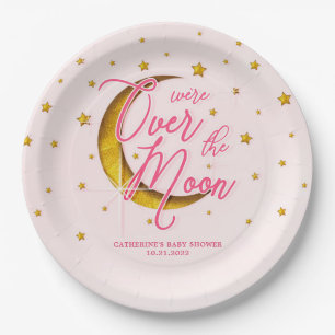 Prato De Papel Starry Sobre O Chá de fraldas Dourado Rosa Da Lua