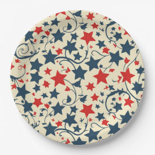 Prato De Papel Starry Vintage Elegant 4 de julho Papelão
