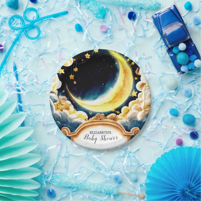 Prato De Papel Stars Moon Celestial Chá de fraldas (Festa)