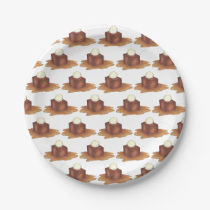 Prato De Papel Sticky Toffee Pudim UK British Comida Dessert