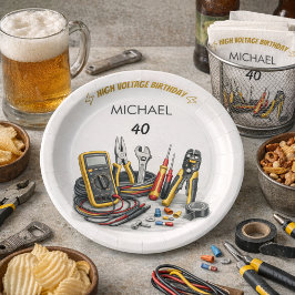 Prato De Papel Still Shocking at 40 Electrician Birthday Party