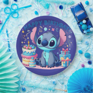 Prato De Papel Stitch Party