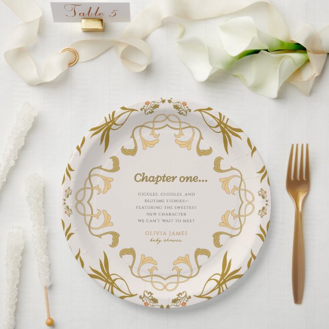 Prato De Papel Storybook nosso próximo capítulo chá de fraldas de (Casamento)