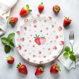 Prato De Papel Strawberry Berry Birthday