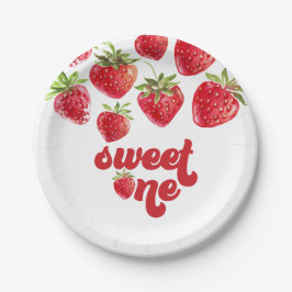 Prato De Papel Strawberry Berry First Birday Paper Plates