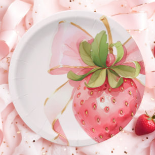 Prato De Papel Strawberry Berry Primeiro Aniversário