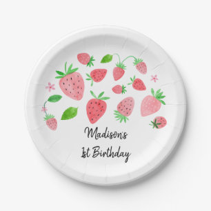 Prato De Papel Strawberry Berry Sweet Birthday