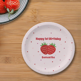Prato De Papel Strawberry Birthday