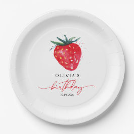Prato De Papel Strawberry Birthday Berry name Plates