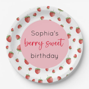 Prato De Papel Strawberry Birthday Berry Sweet