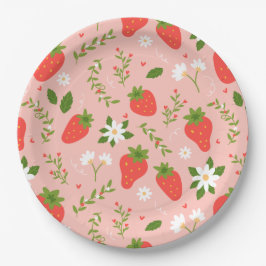 Prato De Papel Strawberry Blossom Party Plates