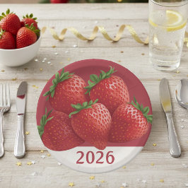 Prato De Papel Strawberry New Year's Eve Sweet