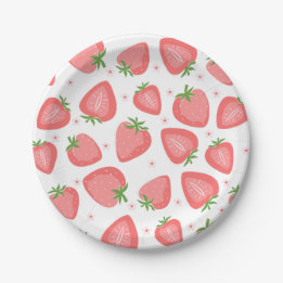 Prato De Papel Strawberry Paper Plates Berry Primeiro Aniversário