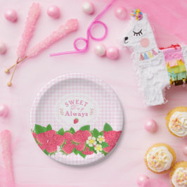 Prato De Papel Strawberry Pink Gingham