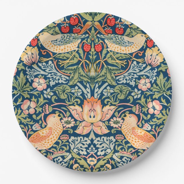 Prato De Papel Strawberry Thief (por William Morris) (Frente)