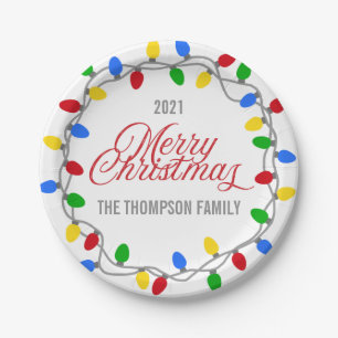 Prato De Papel String de Natal das Luzes Personalizar Círculo