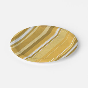 Prato De Papel Stripes Amarelo