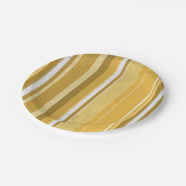 Prato De Papel Stripes Amarelo (Inclinado)