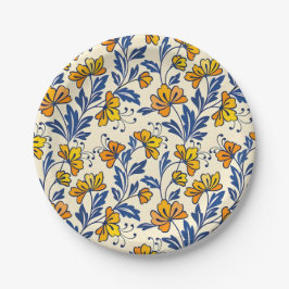 Prato De Papel Stunning Seamless Pattern of Flowers and Leaves