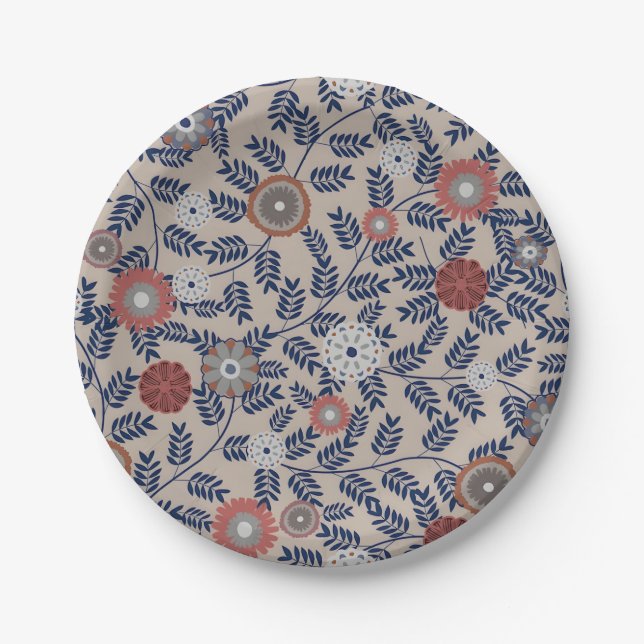 Prato De Papel Stunning Teal and Magenta Foliage Pattern  (Frente)