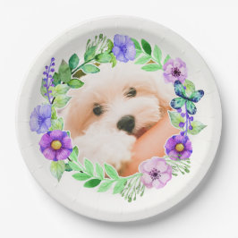 Prato De Papel Sua foto em uma placa de papel Flower Frame