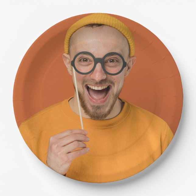 Prato De Papel Sua Foto Engraçada Selfie Upload (Frente)