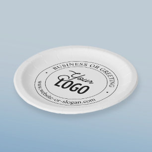 Prato De Papel Substituição Fácil de Logo e Texto Personalizável
