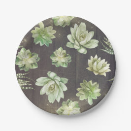 Prato De Papel Succulents Greenery Rustic Wood Wedding