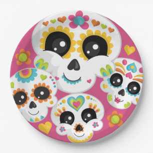 Prato De Papel Sugar Skull Dia de La Muerte Halloween Aniversário