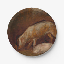 Prato De Papel Suínos numa Arte Animal Estável
