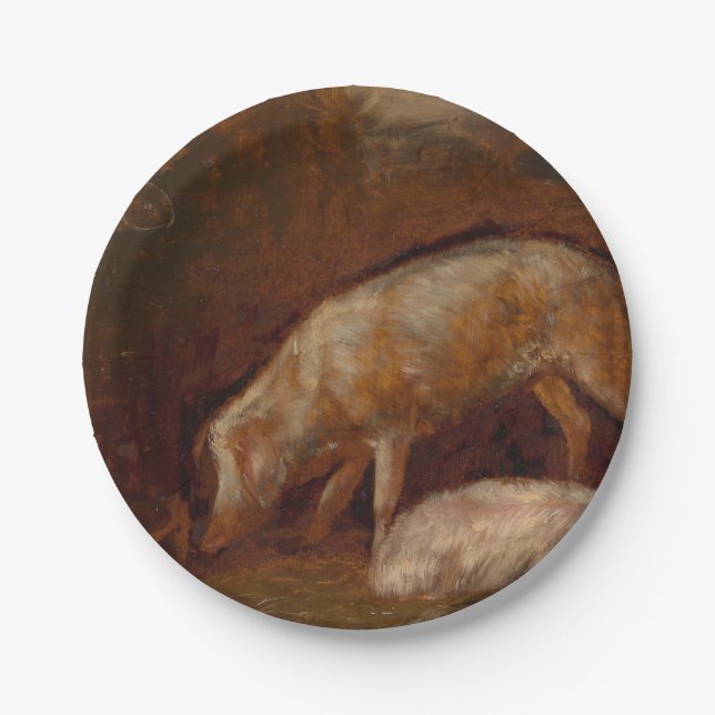 Prato De Papel Suínos numa Arte Animal Estável (Frente)