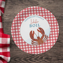 Prato De Papel Summer Gingham Lagosta Arrefecia frutos do mar