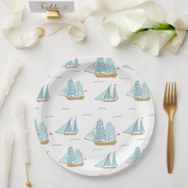 Prato De Papel Summer Seatime Cute yachts with sail