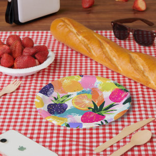 Prato De Papel Summer Tropical Fruta Fiesta