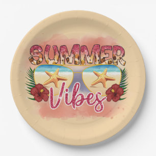Prato De Papel Summer Vibes Design de óculos de sol da praia co