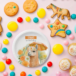 Prato De Papel Summer vibes Llama - Festa de aniversário -